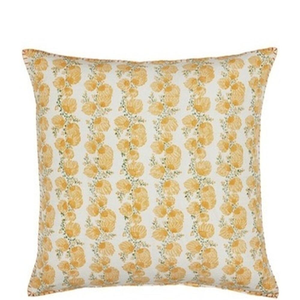 John Robshaw $200 Mahin Marigold Floral Decorative Linen/Cotton Pillow